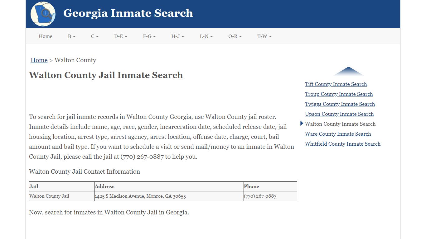 Walton County Jail Inmate Search