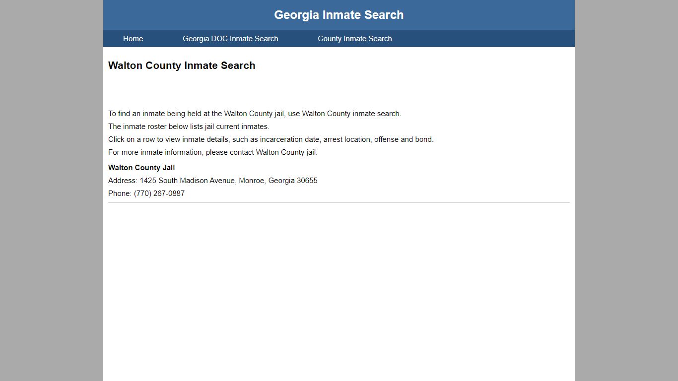 Walton County Jail Inmate Search